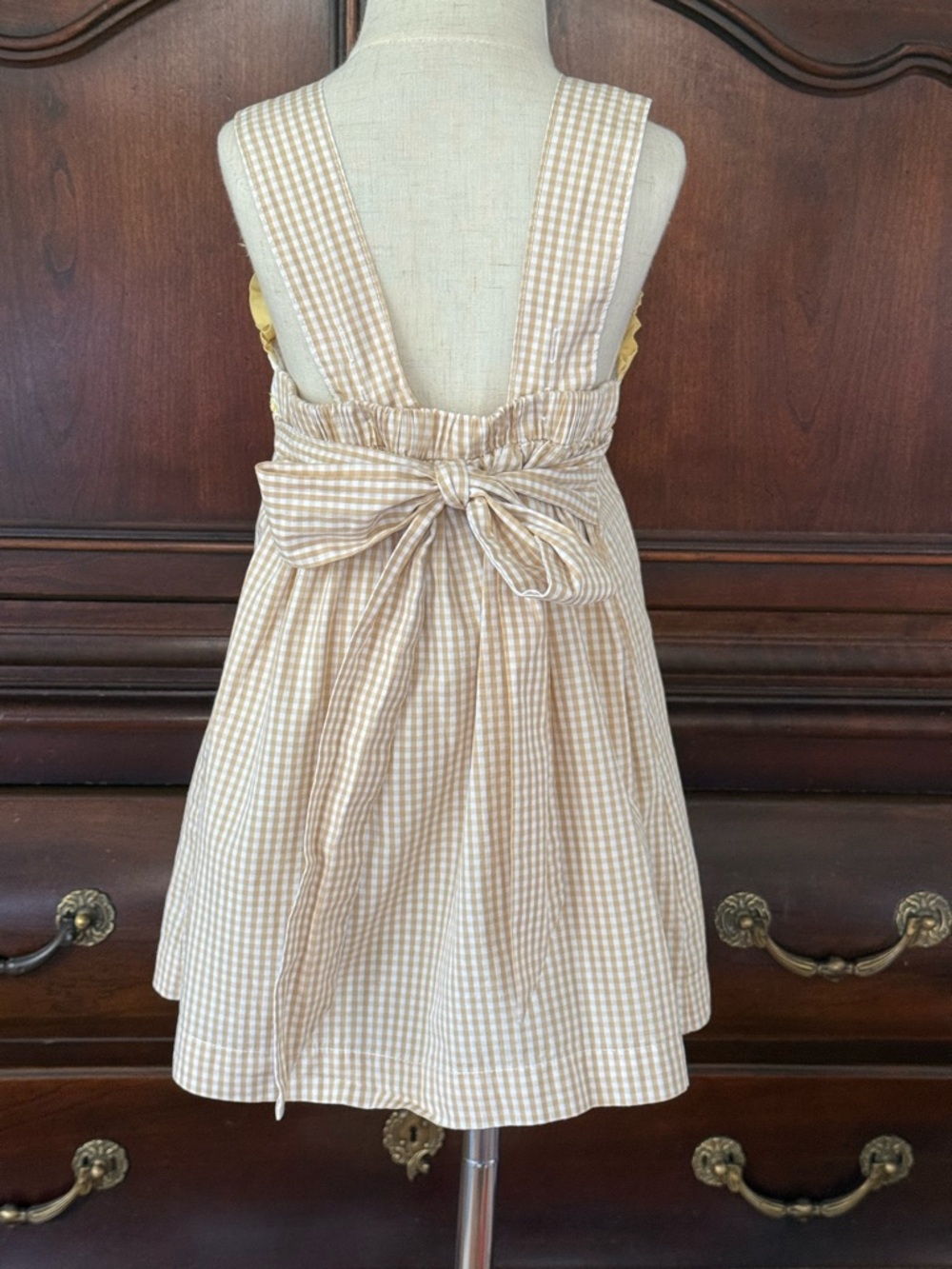 Lil Cactus Pineapple Gingham Dress 3T Girls Yellow Smocked Summer Sundress - Picture 5 of 6